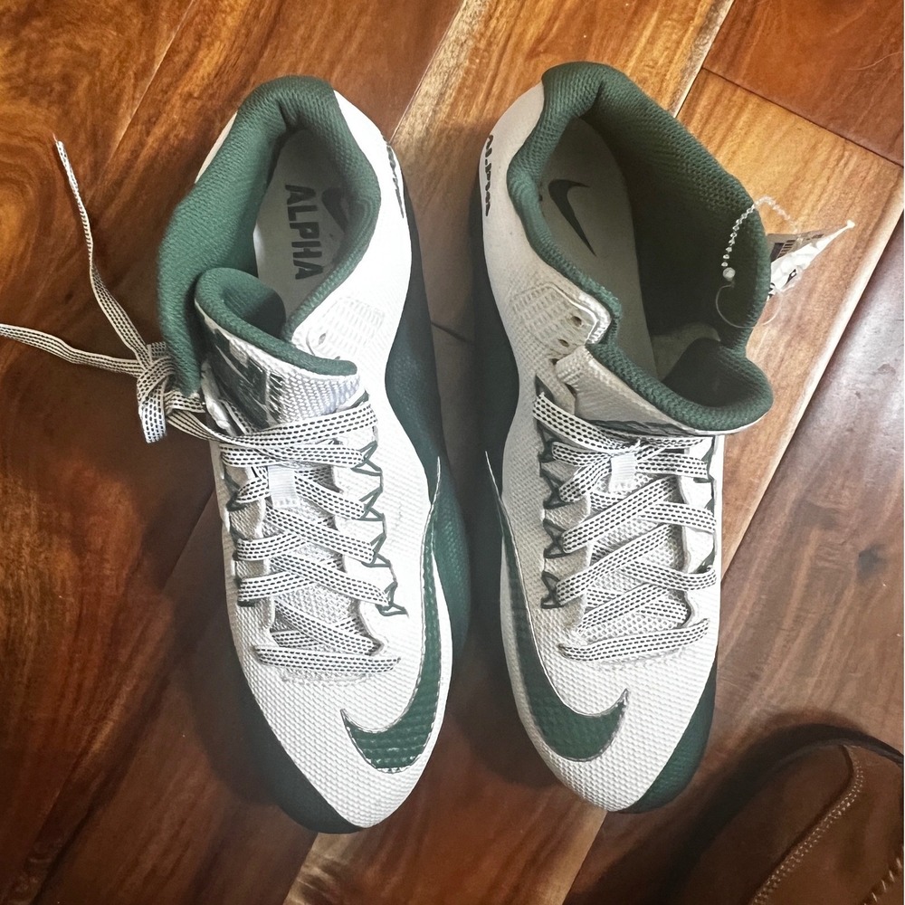 Nike Alpha Pro 2 Mid Football Cleats White Green 719935-133 Mens 13